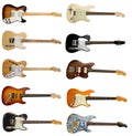 Collection of classic electric guitars Royalty Free Stock Photo