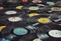 Collection of Vintage Vinyl Records, Retro Music Royalty Free Stock Photo