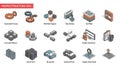 Isometric Business and Technology Icons Set Royalty Free Stock Photo