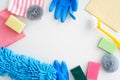 Collection of cleaning supplies Royalty Free Stock Photo