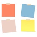 Collection of clear color lists of paper with adhesive tape on the white background. Vector illustration Royalty Free Stock Photo