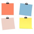 Collection of clear color lists of paper with pin on the white background. Vector illustration Royalty Free Stock Photo