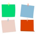 Collection of clear color lists of paper with pin on the white background. Vector illustration Royalty Free Stock Photo
