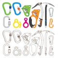 Collection of climbing equipment vector