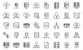 Collection of cloud computing and database icons with various styles and themes Royalty Free Stock Photo