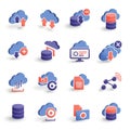 A collection of cloud computing icons showcasing various data-related functions