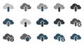 Set of Cloud Computing Upload and Download Vector Icons with Arrows and Letter Symbols Royalty Free Stock Photo