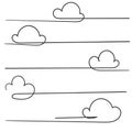 Collection of Cloud icon vector illustration with single continuous line hand drawing doodle style