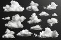 A collection of clouds on a dark, black background. Perfect for adding a dramatic touch to any design project Royalty Free Stock Photo