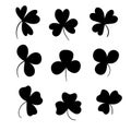 collection of clover, St. Patrick's day icons isolated on white.