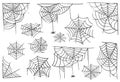 Collection of Cobweb isolated transparent background. Spiderweb for Halloween design. Spider web elements spooky and Royalty Free Stock Photo