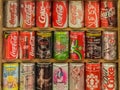 Collection of Coca cola cans in many international edition