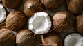 A collection of coconuts tightly packed together, highlighting their brown textured shells and inviting freshness Royalty Free Stock Photo