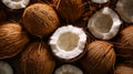 A collection of coconuts tightly packed together, highlighting their brown textured shells and inviting freshness Royalty Free Stock Photo
