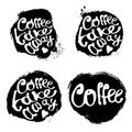 Collection of coffee hand draw logo illustration with lettering