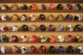 Collection of College Football helmet Royalty Free Stock Photo