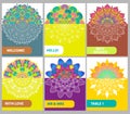 Collection of color cards with Vintage decorative elements Royalty Free Stock Photo