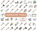 Collection of color icons of carpentry tools with stroke. Tool for carpentry workshop. Vector illustration Royalty Free Stock Photo