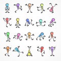 Collection of color stick moving figures