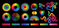 Collection of color theory colorful icons, symbols, elements. Concept graphic design Royalty Free Stock Photo