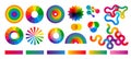 Collection of color theory colorful icons, symbols, elements. Concept graphic design Royalty Free Stock Photo