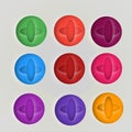 Collection of colored burst icons or labels web buttons set white background