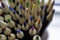 Collection of colored coloring pencils used for school art Royalty Free Stock Photo