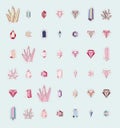 Vector set of isolated colored crystals patches Royalty Free Stock Photo