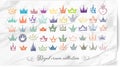 Collection of colored doodle crowns on old paper background. Vector sketch illustration Royalty Free Stock Photo