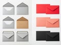 Collection of colored envelopes isolated on white background Royalty Free Stock Photo