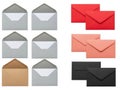 Collection of colored envelopes in various shades and arrangements Royalty Free Stock Photo