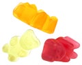 Collection of colored jelly bears isolated on white background. Jelly candy. Marmalade bears