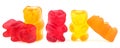 Collection of colored jelly bears isolated on white background. Fruity jelly bear candy Royalty Free Stock Photo