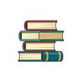 Collection colored thin icon of book stack learning subject
