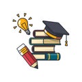 Collection colored thin icon of learning subject