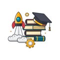 Collection colored thin icon of science learning subject Royalty Free Stock Photo