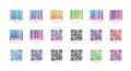 Colorful Barcodes and QR Codes Set Royalty Free Stock Photo