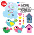 Collection of colorful birds and birdhouses. Educational decoration game for children s room near window above crib