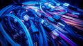 A collection of colorful Blue data cables and connectors, representing the interconnectedness of modern information Royalty Free Stock Photo