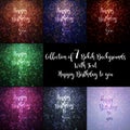 Collection of 7 colorful bokeh backgrounds with text