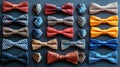 Collection of colorful bow ties arranged on dark background Royalty Free Stock Photo