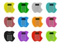 Collection of colorful calculators isolated on white Royalty Free Stock Photo
