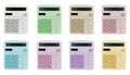 Collection of colorful calculators isolated on white Royalty Free Stock Photo