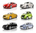 Collection of Colorful Cars in a Row Royalty Free Stock Photo