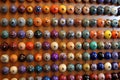 collection of colorful ceramic door knobs on display Royalty Free Stock Photo