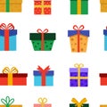 Collection of colorful Christmas present boxes. Holiday seamless pattern Royalty Free Stock Photo