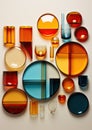 collection of colorful and contemporary glassware and tableware.