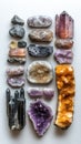 A collection of colorful crystals and stones. Royalty Free Stock Photo