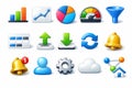 Data analysis icons set with transparent background Royalty Free Stock Photo