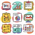 Collection colorful data charts graphs presentation set analysis statistics infographic elements Royalty Free Stock Photo